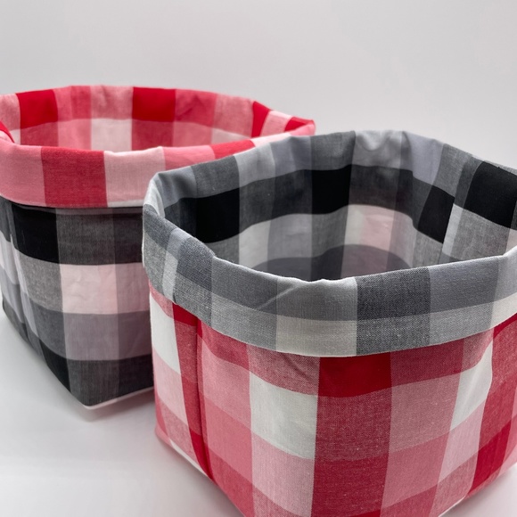 SOLD OUT!!! Set of 2 Fabric Baskets / Kitchen Decor / Fabric Bin - Picture 1 of 3